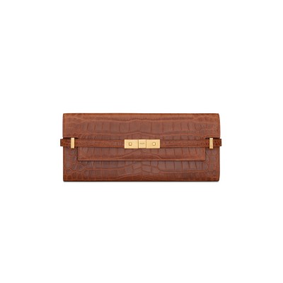 YSL MANHATTAN CLUTCH IN CROCODILE-EMBOSSED LEATHER 695949AAAOH2591 (31*14*3cm)